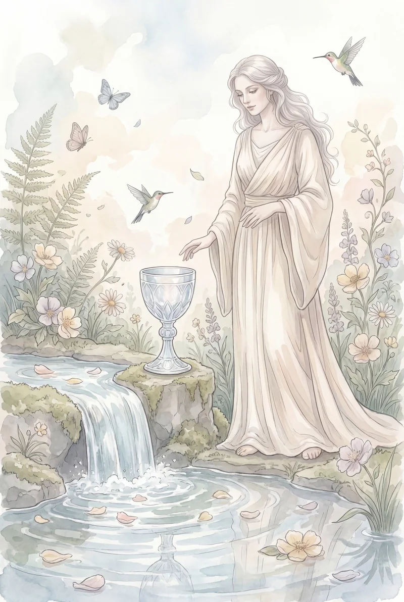 圣杯首牌（Ace of Cups）韦特体系艺术插画