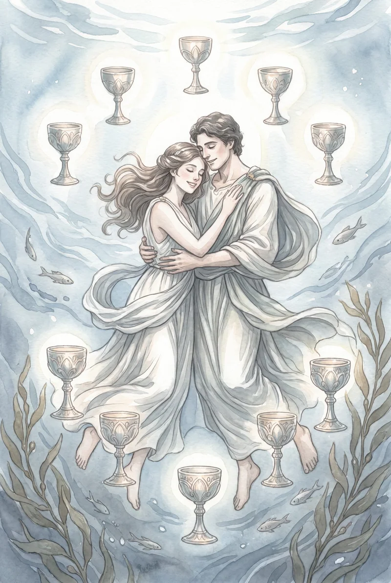 圣杯十(Ten of Cups)韦特体系艺术插画