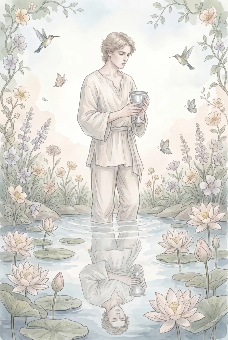 圣杯侍从(Page of Cups)韦特体系艺术插画