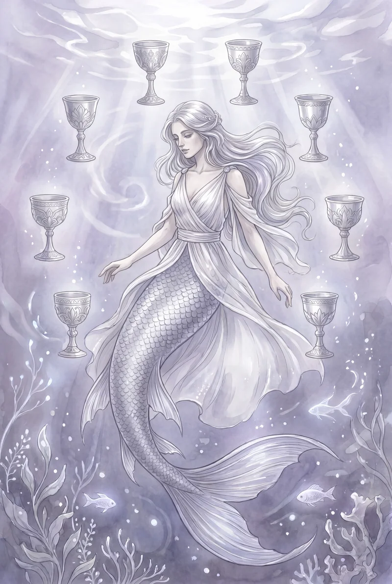 圣杯八(Eight of Cups)韦特体系艺术插画