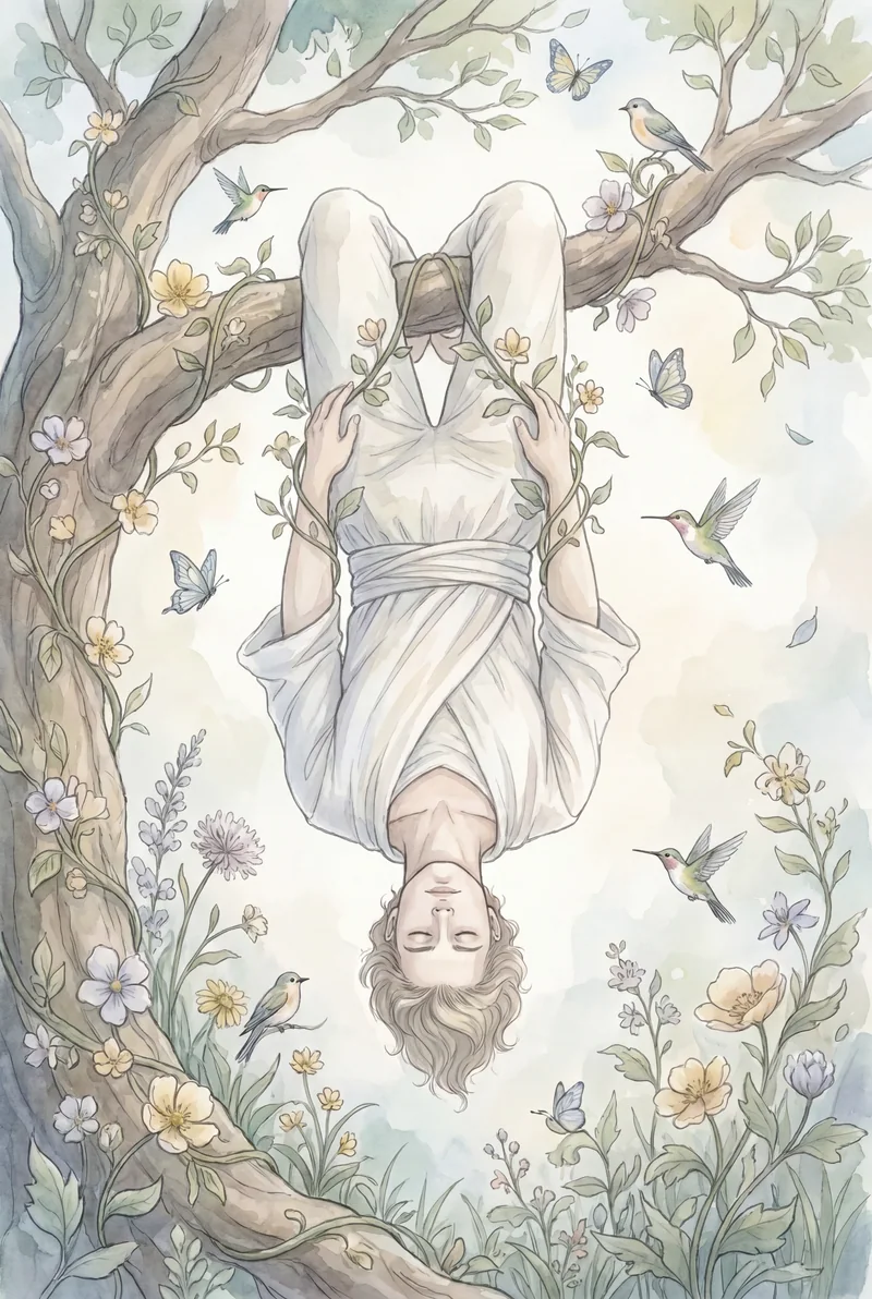倒吊人（The Hanged Man）韦特体系艺术插画
