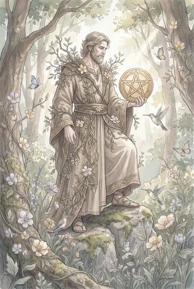 星币国王（King of Pentacles）韦特体系艺术插画