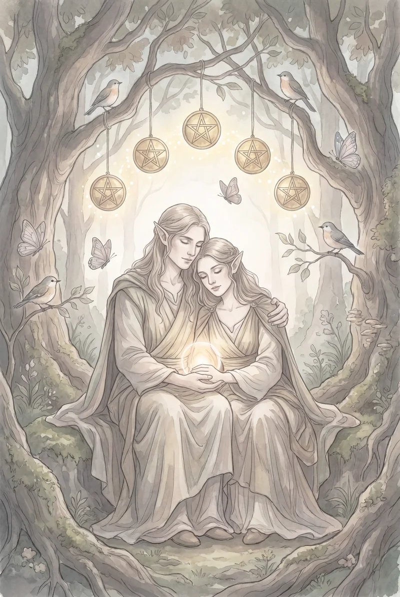 星币五(Five of Pentacles)韦特体系艺术插画