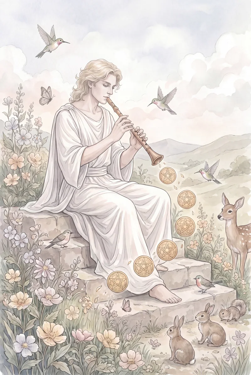 星币六(Six of Pentacles)韦特体系艺术插画