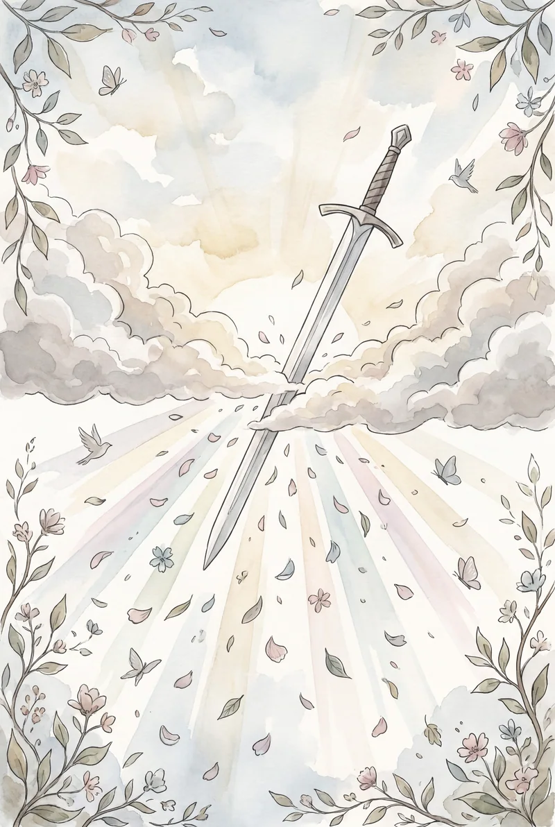 宝剑首牌（Ace of Swords）韦特体系艺术插画