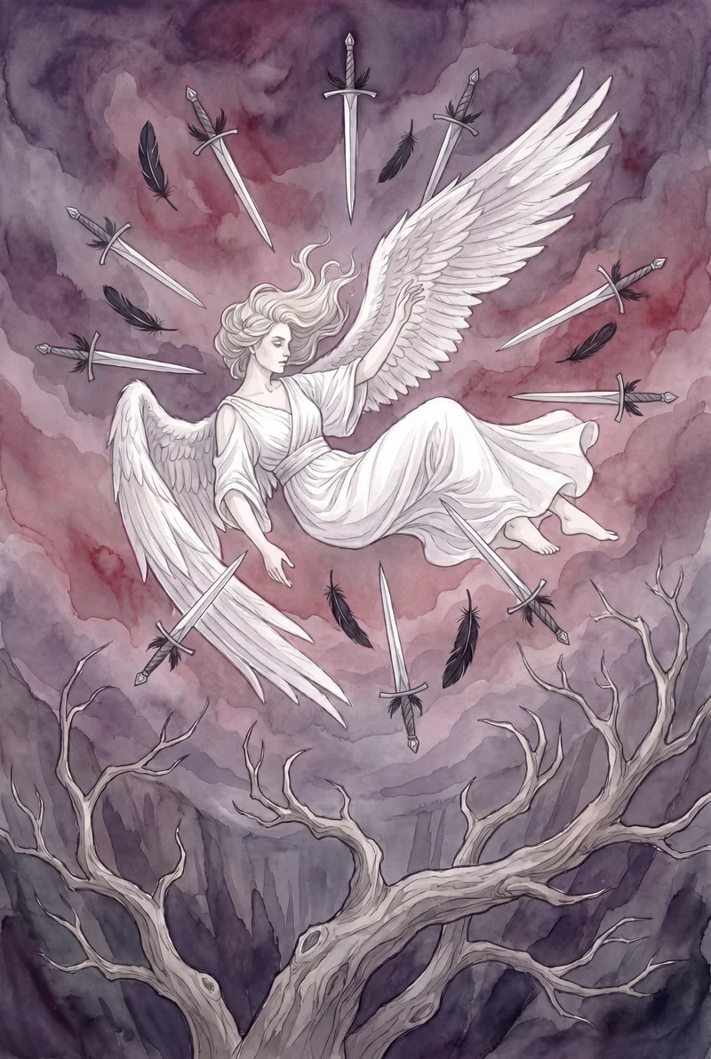 宝剑十(Ten of Swords)韦特体系艺术插画