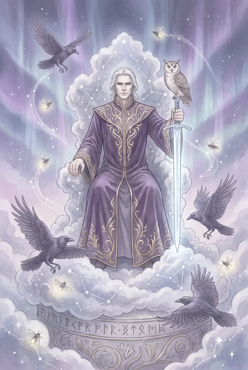 宝剑国王(King of Swords)韦特体系艺术插画