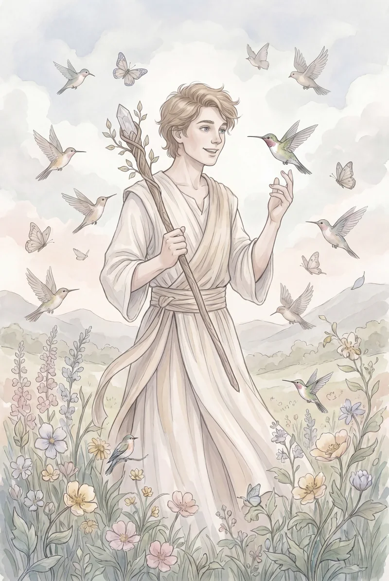 权杖侍从(Page of Wands)韦特体系艺术插画
