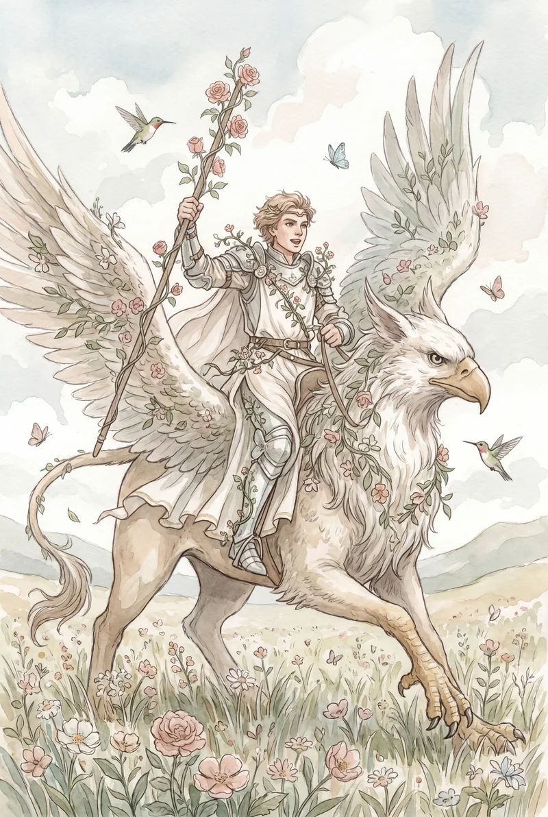 权杖骑士(Knight of Wands)韦特体系艺术插画