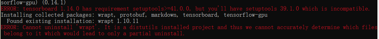 TensorFlow2.1.0安装过程中setuptools、wrapt等相关错误指南