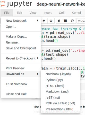 使用jupyter notebook将文件保存为Markdown,HTML等文件格式