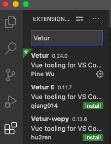 插件库中搜索Vetur，下图中的第一个，点击安装，安装完成之后点击重新加载