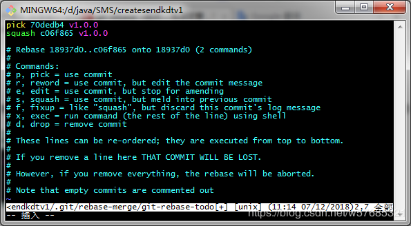 git rebase -i合并多次提交的实现