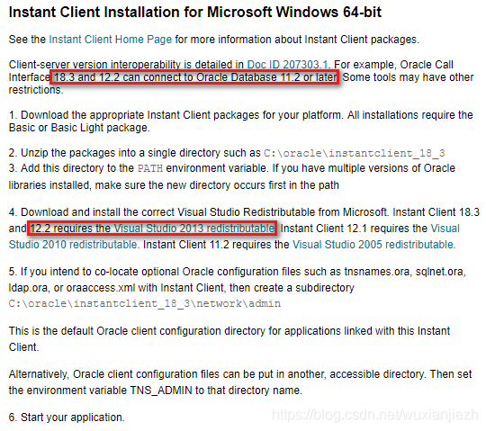 Instant Client for Microsoft Windows (x64) 下载页的底部